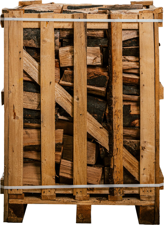 Brennholzpalette von der Stirnseite