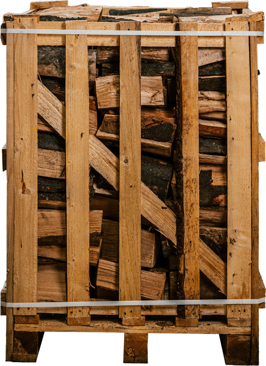 Brennholzpalette von der Stirnseite - Holzflix -Der Brennholz Shop