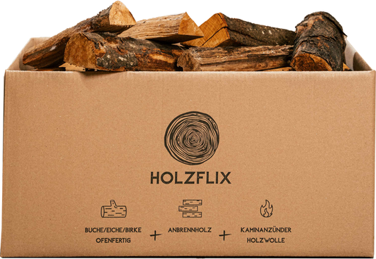 Brennholz Box von Holzflix frontal - Holzflix -Der Brennholz Shop
