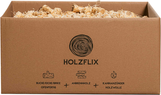 Anzündwolle Box oben - Der Brennholz Shop